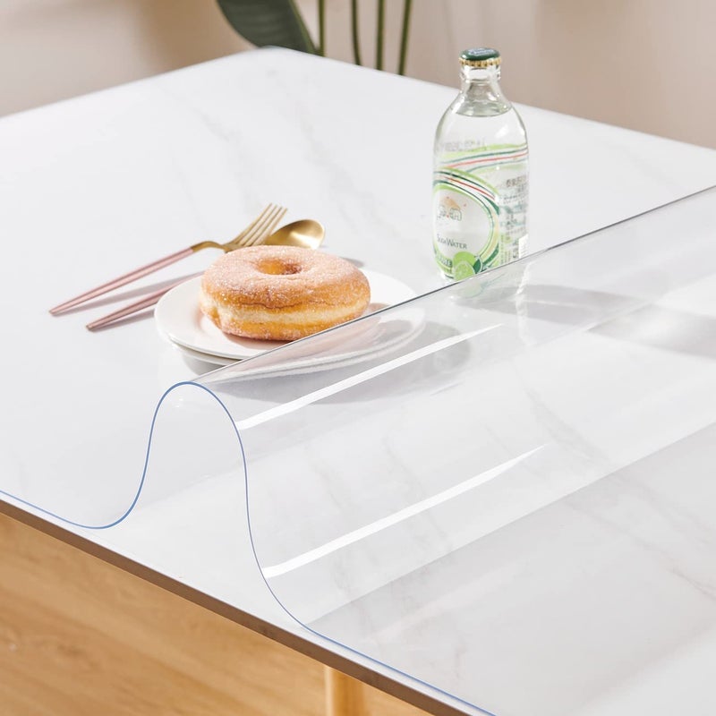 Leffora Clear Table Cover Protector 36 x 72 Inch, 1.5mm Thick Plastic Desk Protector Mat, Rectangular Waterproof PVC Placemats, Transparent Mat for Kitchen, Dresser, Writing Desk, Dining Room Table - Image 1
